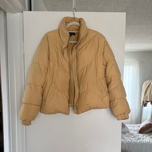 Love Tree Cropped Mustard Puffer Jacket